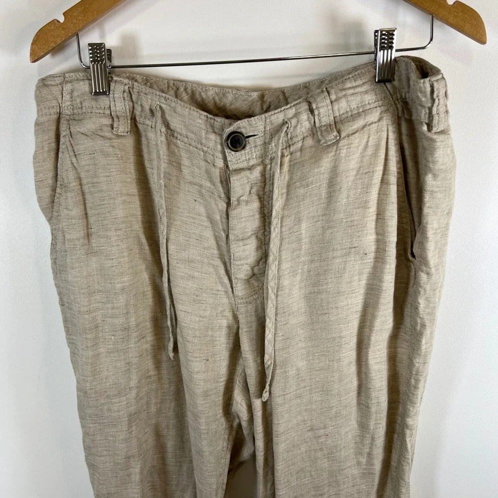 Baird McNutt Linen MURANO Mens 34x32 Casual Drawstring Pants Tan Beige